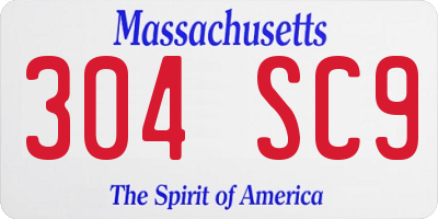 MA license plate 304SC9
