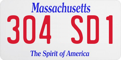 MA license plate 304SD1