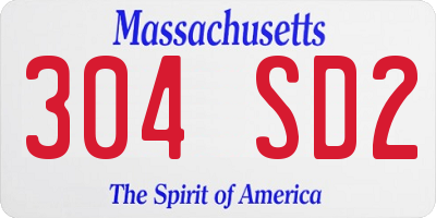 MA license plate 304SD2