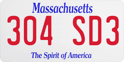 MA license plate 304SD3