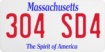 MA license plate 304SD4