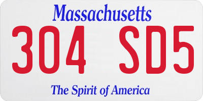 MA license plate 304SD5