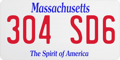 MA license plate 304SD6