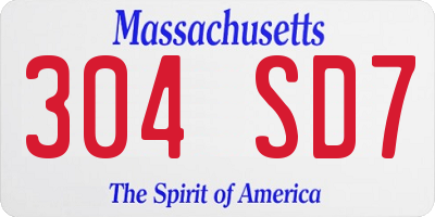 MA license plate 304SD7