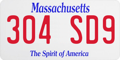 MA license plate 304SD9