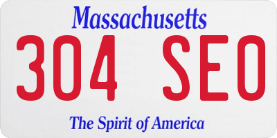 MA license plate 304SE0