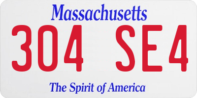 MA license plate 304SE4