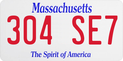 MA license plate 304SE7