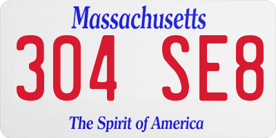 MA license plate 304SE8