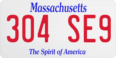 MA license plate 304SE9