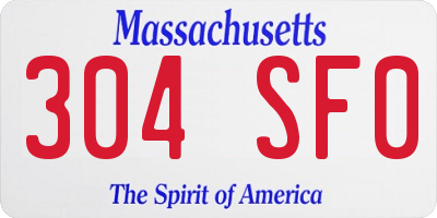 MA license plate 304SF0