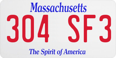 MA license plate 304SF3