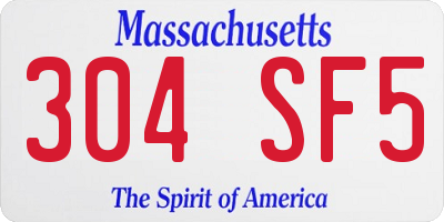 MA license plate 304SF5