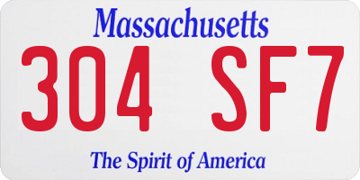 MA license plate 304SF7