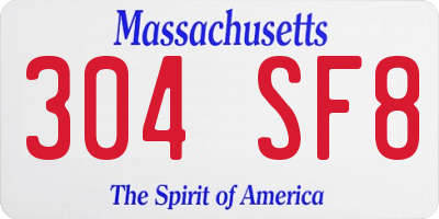 MA license plate 304SF8