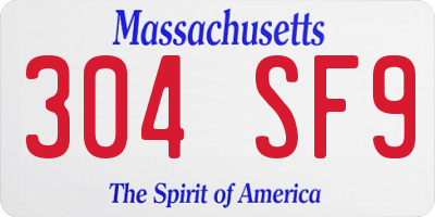 MA license plate 304SF9