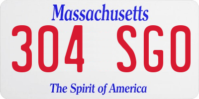 MA license plate 304SG0