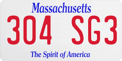 MA license plate 304SG3