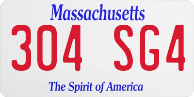 MA license plate 304SG4