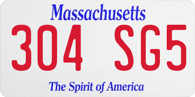 MA license plate 304SG5