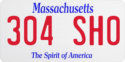 MA license plate 304SH0