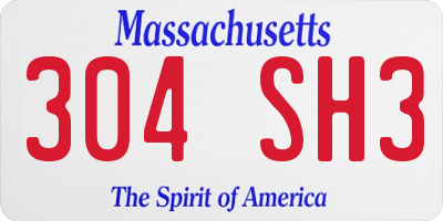 MA license plate 304SH3