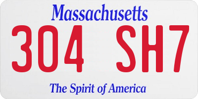 MA license plate 304SH7