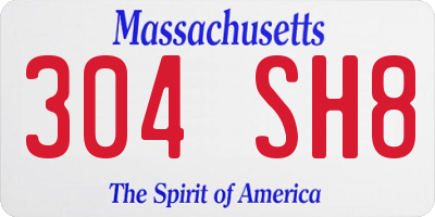 MA license plate 304SH8