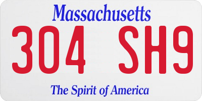 MA license plate 304SH9