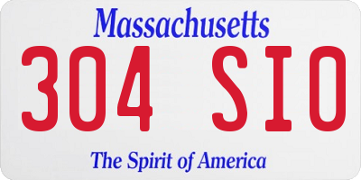 MA license plate 304SI0