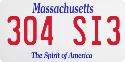 MA license plate 304SI3