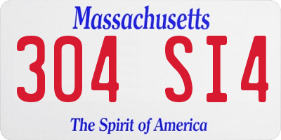 MA license plate 304SI4