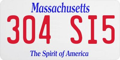 MA license plate 304SI5