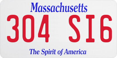 MA license plate 304SI6