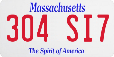 MA license plate 304SI7