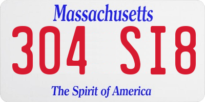 MA license plate 304SI8