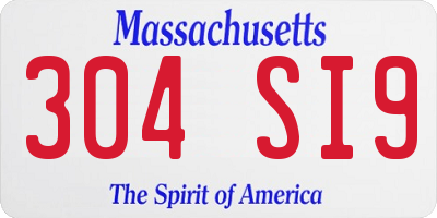 MA license plate 304SI9
