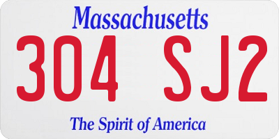 MA license plate 304SJ2