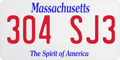 MA license plate 304SJ3