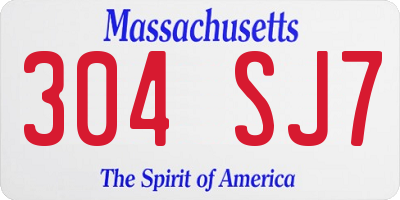 MA license plate 304SJ7