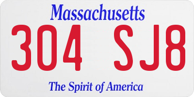 MA license plate 304SJ8