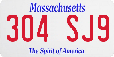 MA license plate 304SJ9
