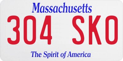MA license plate 304SK0