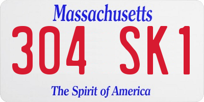 MA license plate 304SK1