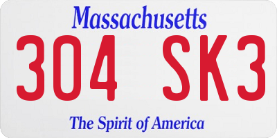 MA license plate 304SK3