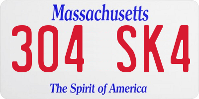 MA license plate 304SK4