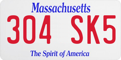 MA license plate 304SK5