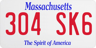 MA license plate 304SK6