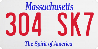 MA license plate 304SK7