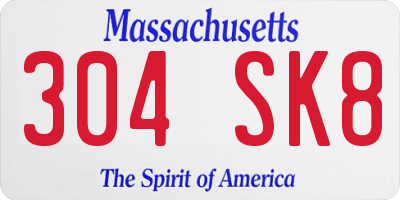 MA license plate 304SK8